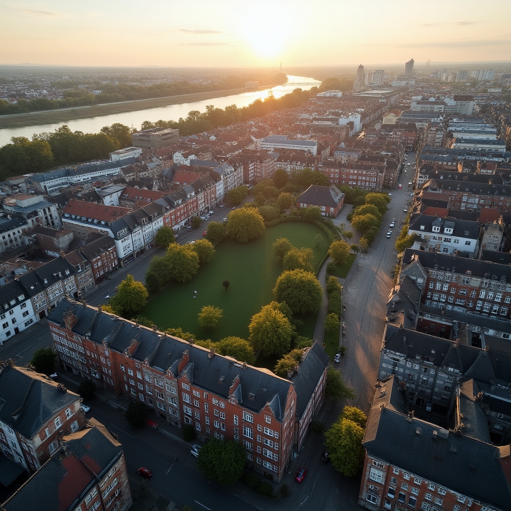 Stadtbild von Duisburg mit Blick auf die Innenstadt